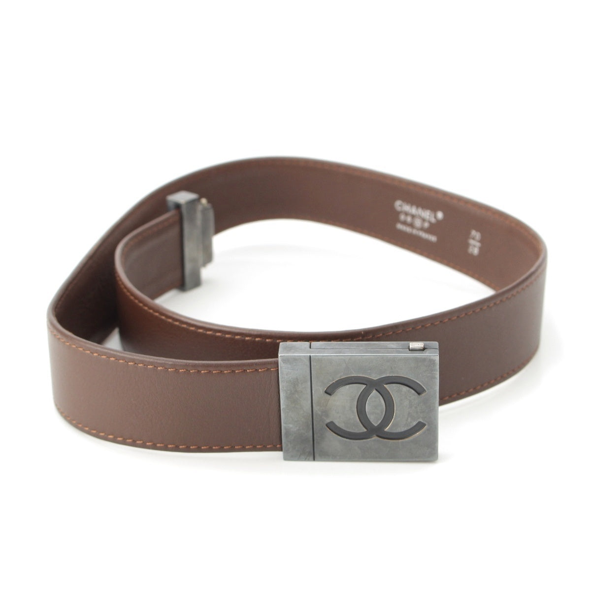 CHANEL leather Logo G buckle belt Brown 70/28