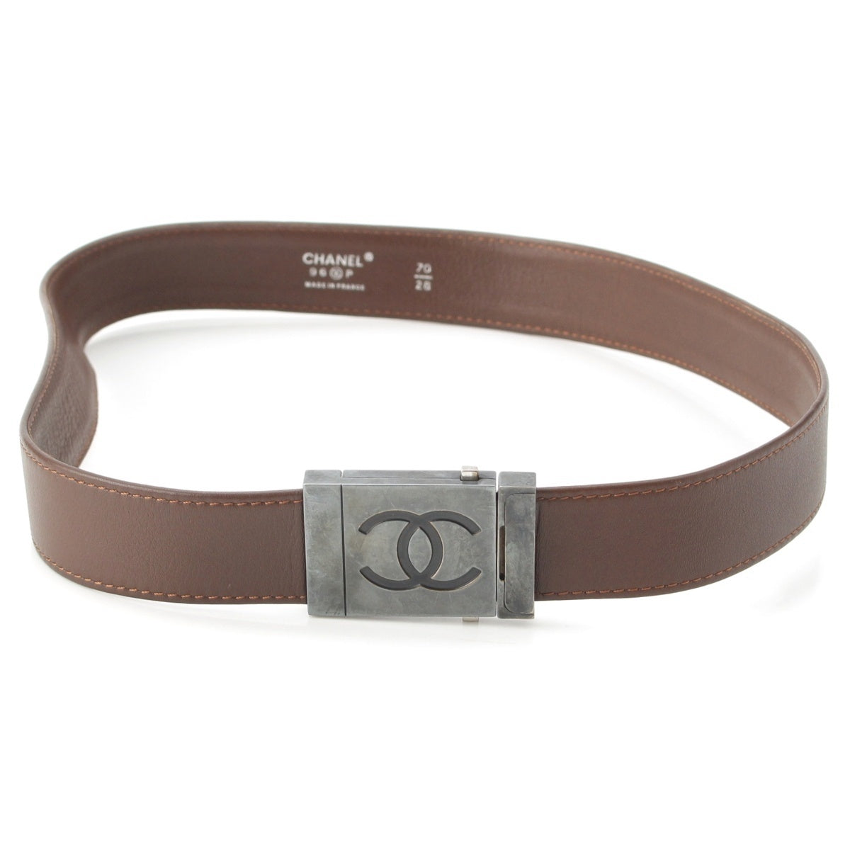 CHANEL leather Logo G buckle belt Brown 70/28