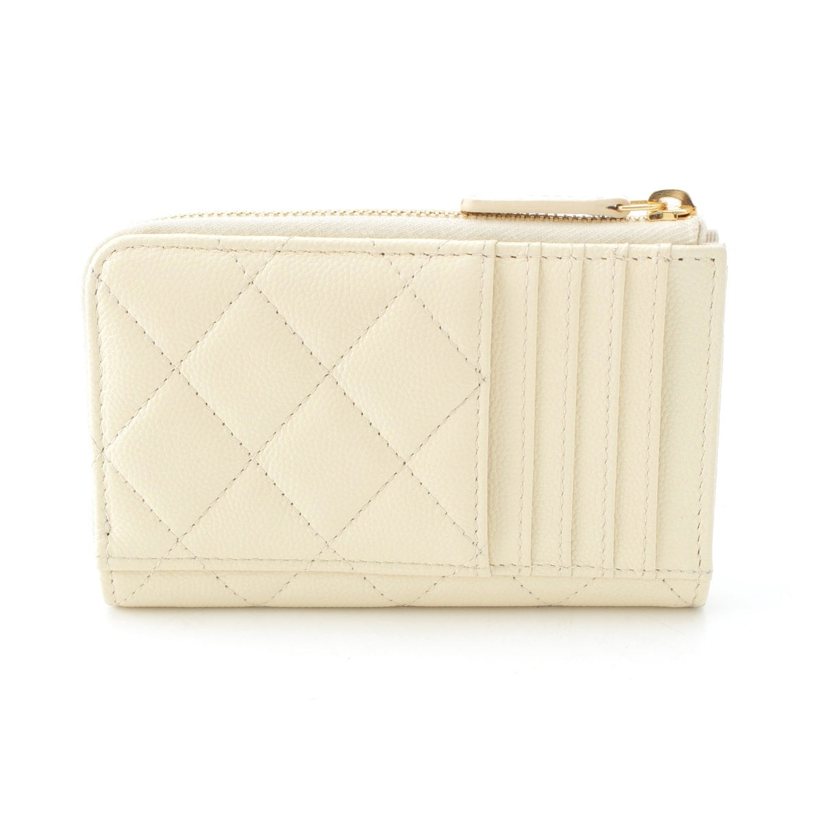 CHANEL Caviar skin Fragment Coin Card Case Compact wallet white