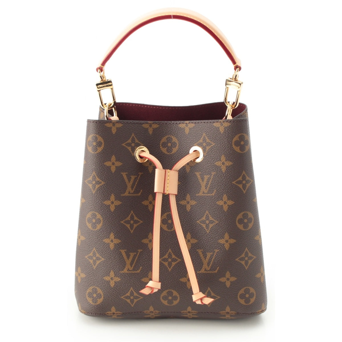 LOUIS VUITTON Monogram Neo Noe BB Canvas Cowhide Leather RFID Drawstring Bag Gold Metal Handbag 2way Shoulder M46581 Brown