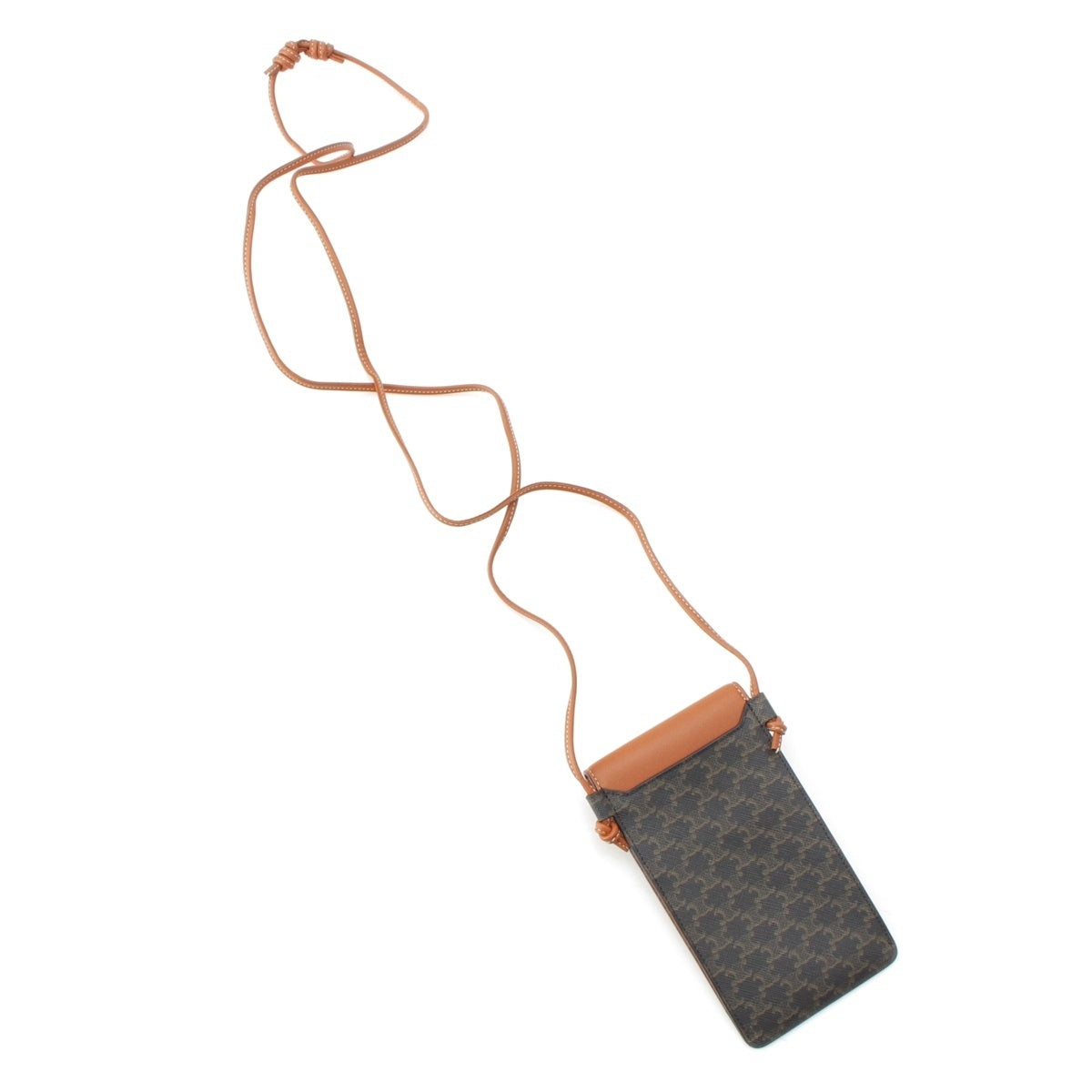 CELINE Triomphe leather Shoulder Smartphone Mobile case Mobile phone pouch Brown