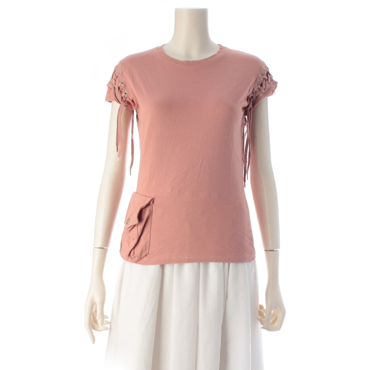 Christian Dior cotton Lace-up pocket crew neck Cut pink 38