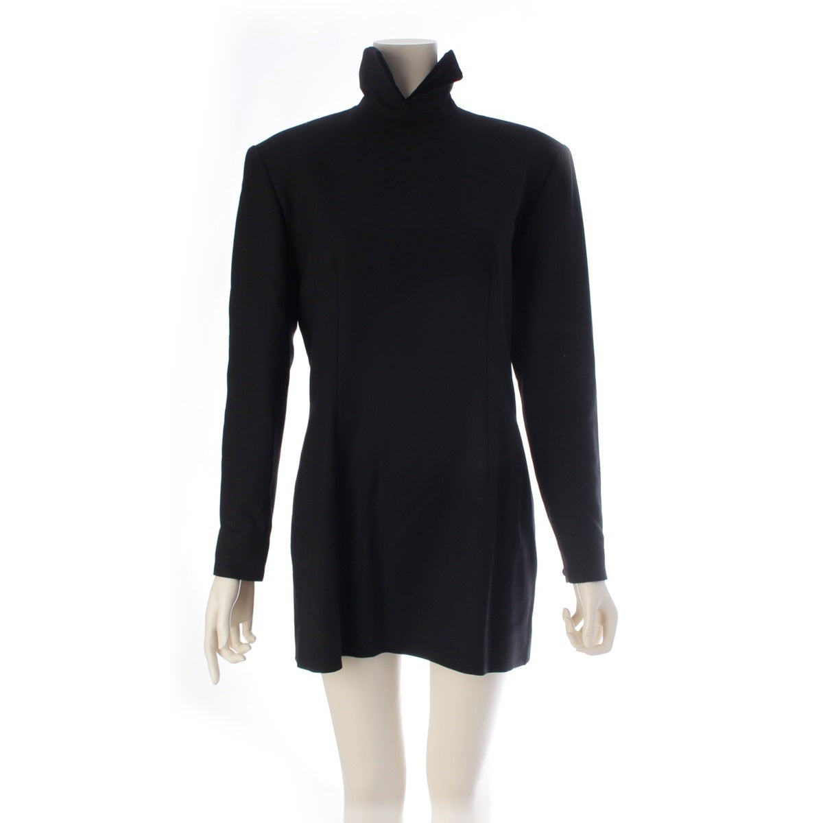 Dior wool Vintage velvet collar tunic one piece black H6