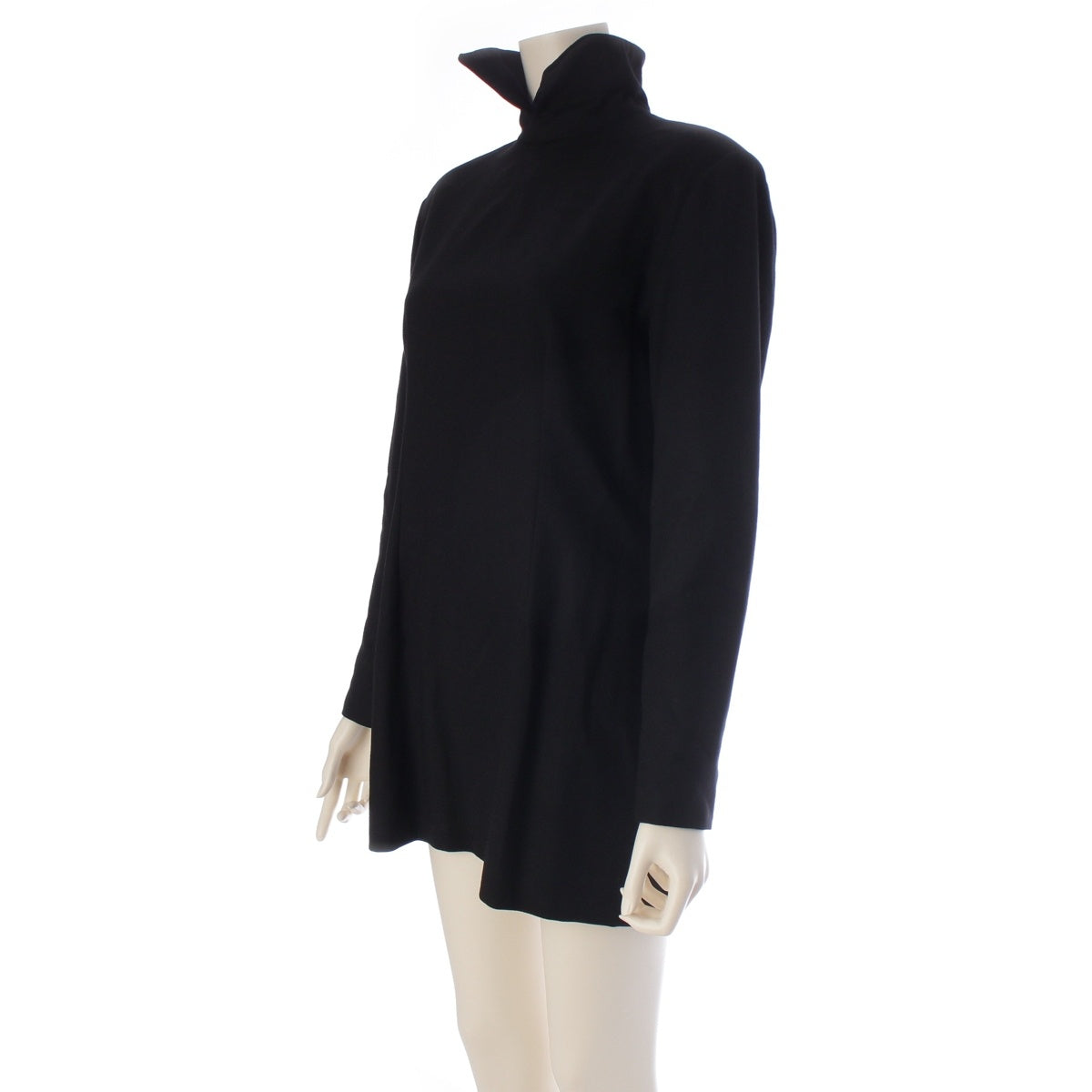 Dior wool Vintage velvet collar tunic one piece black H6