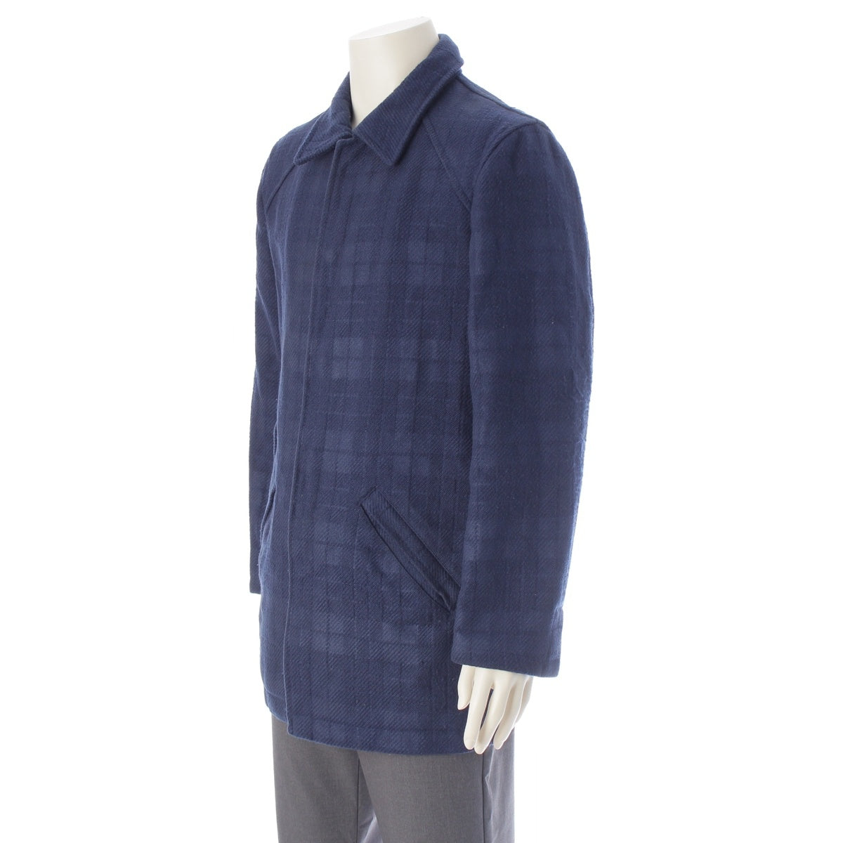 COMME des GARCONS HOMME Tanaka Homme Snap Button Check Stainless collar coat HJ-070700 blue M