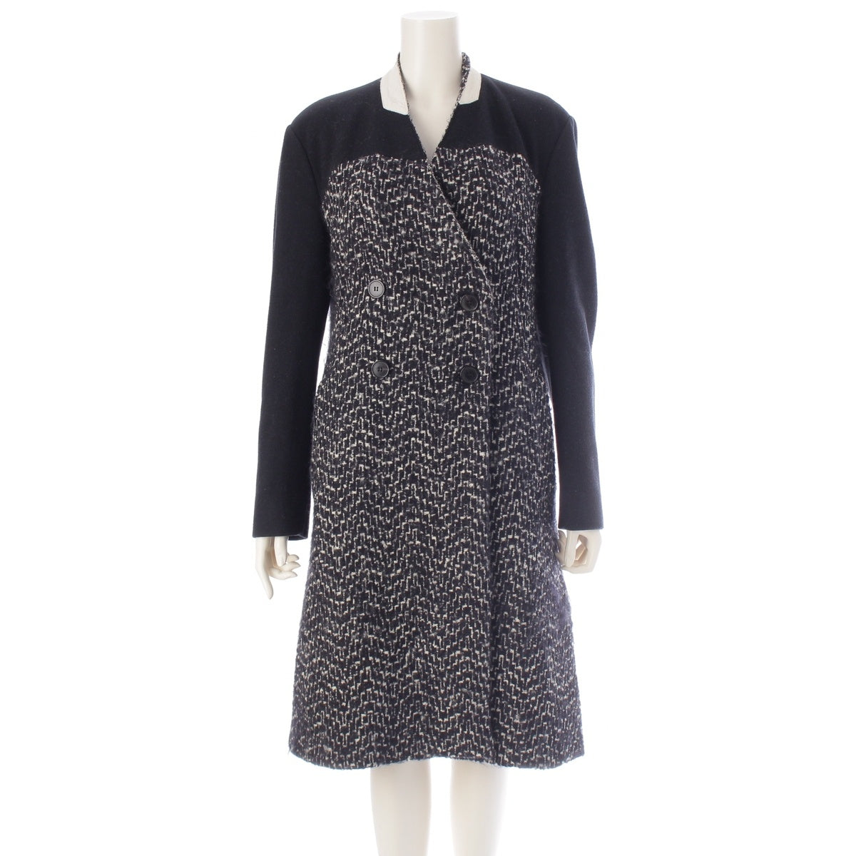 DRIES VAN NOTEN Mohair Wool coat Black x white 36