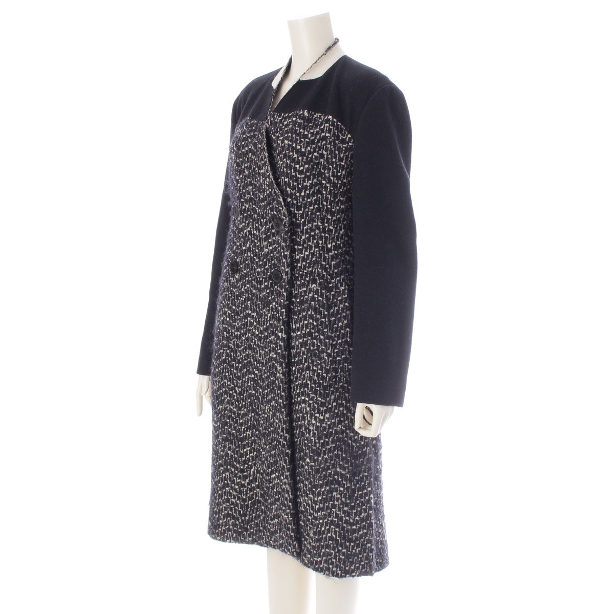 DRIES VAN NOTEN Mohair Wool coat Black x white 36
