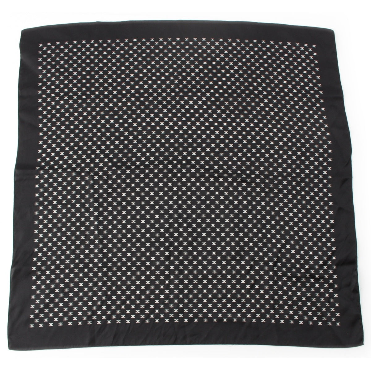 CELINE silk Triomphe Logo Large Size scarf Black x white