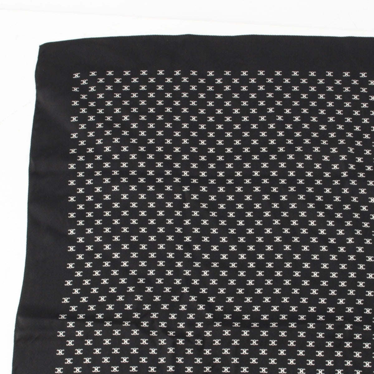 CELINE silk Triomphe Logo Large Size scarf Black x white