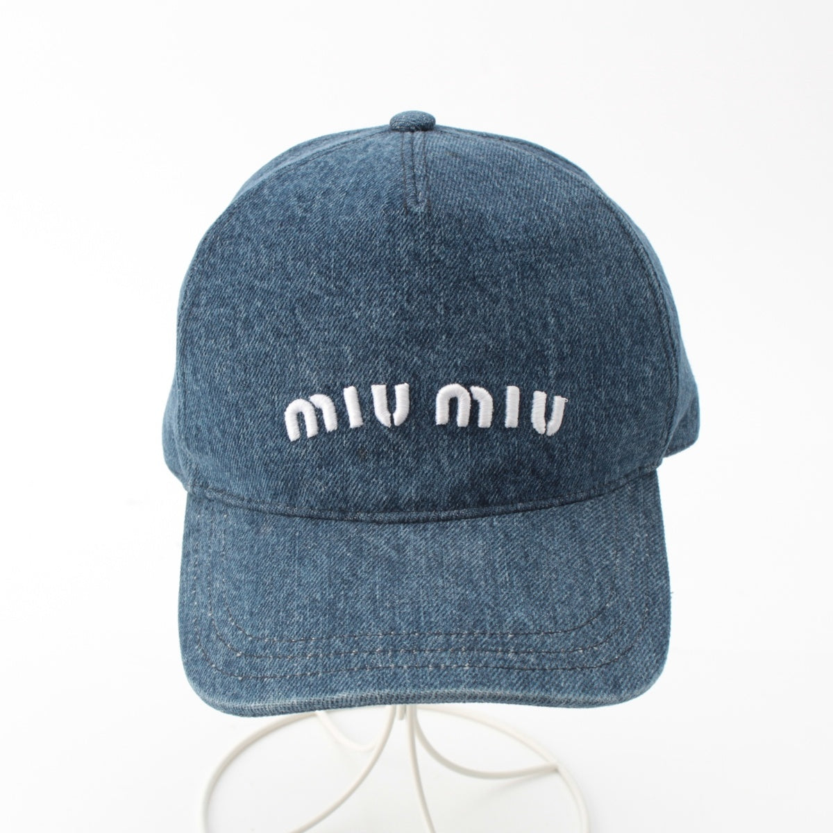 MIUMIU Embroidered Logo Denim cap hat 5HC179 Indigo blue S