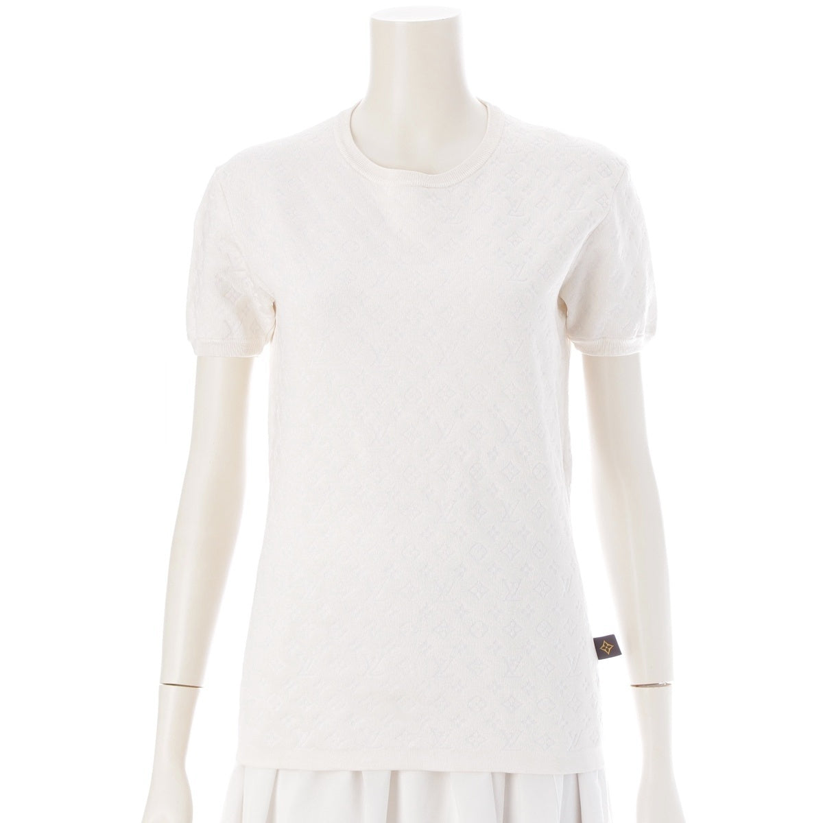 LOUIS VUITTON Monogram crew neck knit Short sleeve top RW211B Ivory M