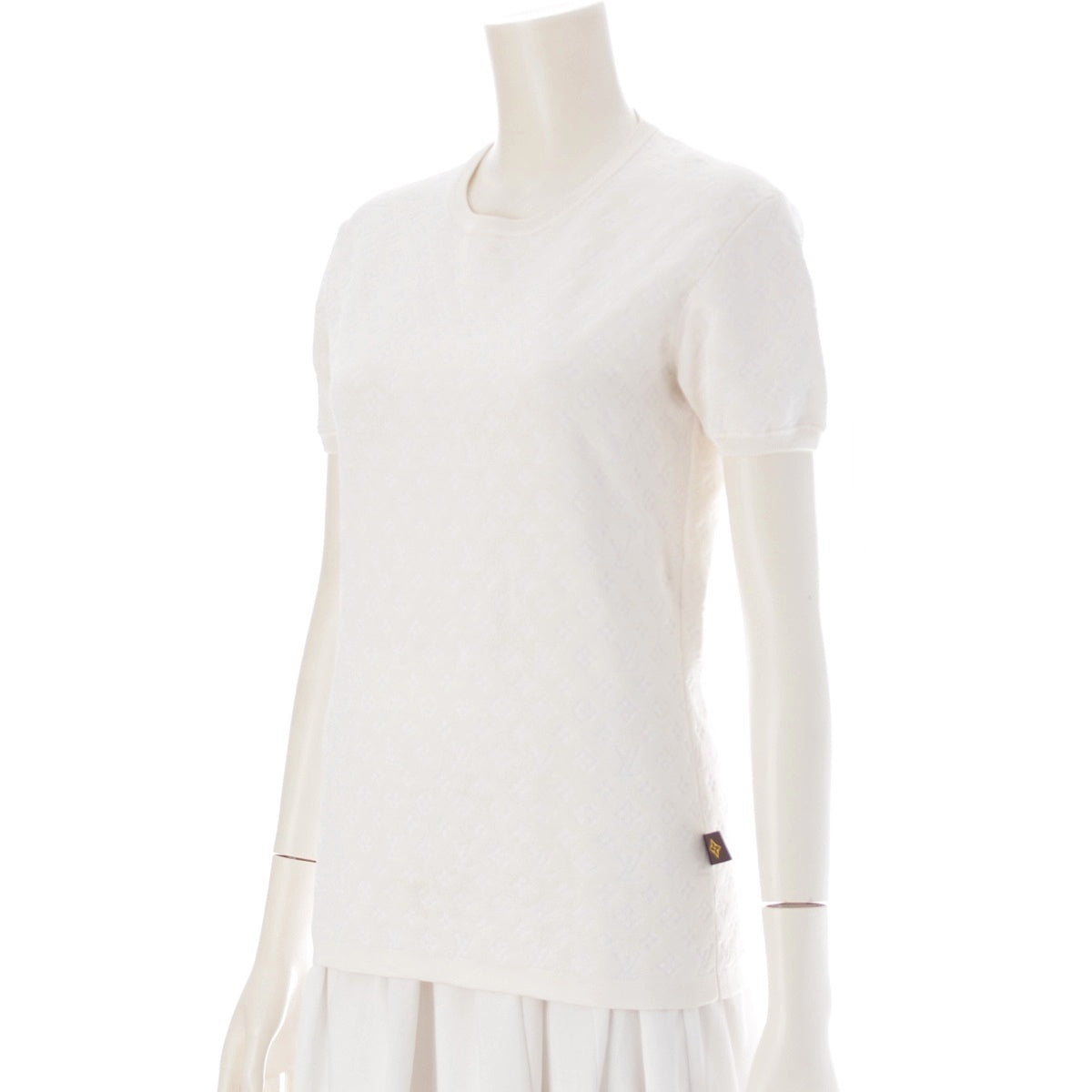 LOUIS VUITTON Monogram crew neck knit Short sleeve top RW211B Ivory M