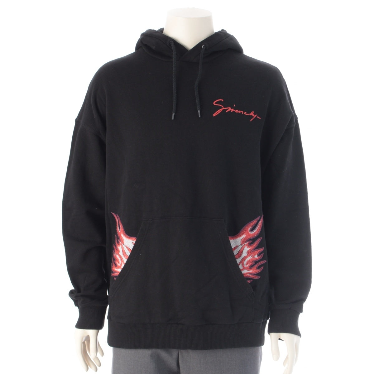 Givenchy Back Pig Fire Pattern Embroidered Sweatshirt Parker tops BMJ01A30AF black L