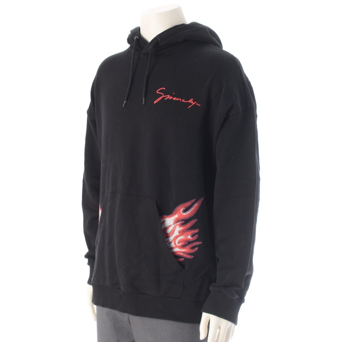 Givenchy Back Pig Fire Pattern Embroidered Sweatshirt Parker tops BMJ01A30AF black L