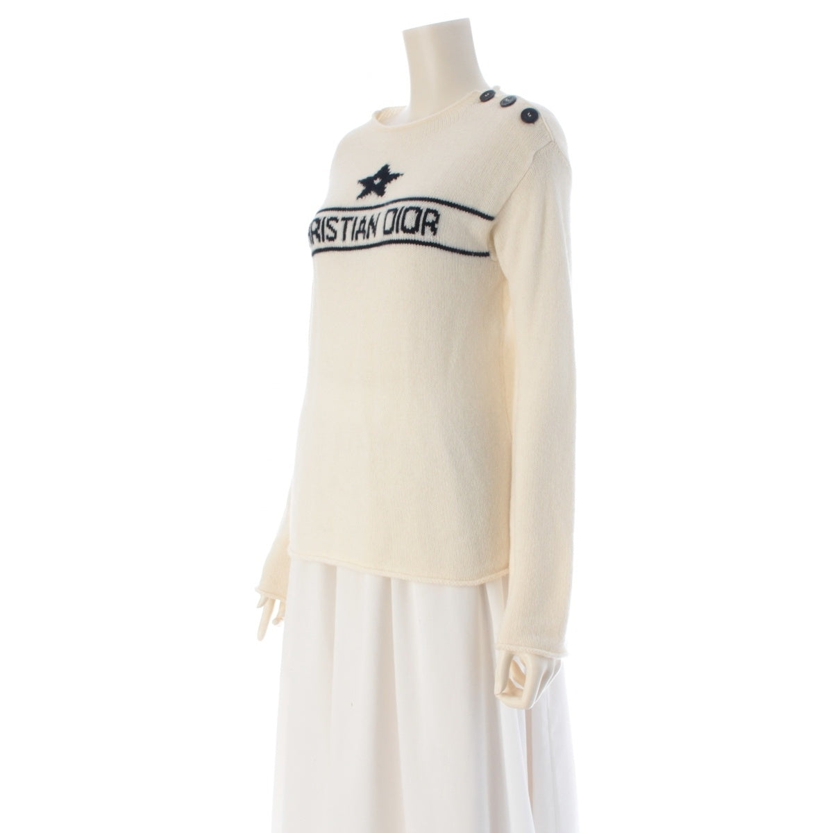 Christian Dior cashmere Logo knit sweater tops 244S94AM054 white 38