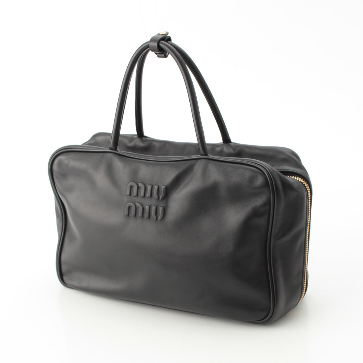 MIUMIU leather Logo Bow Handbag black