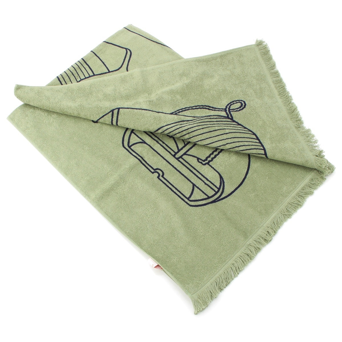 HERMES cotton Yachting Tatu Thalassa Beach towel blanket Green khaki