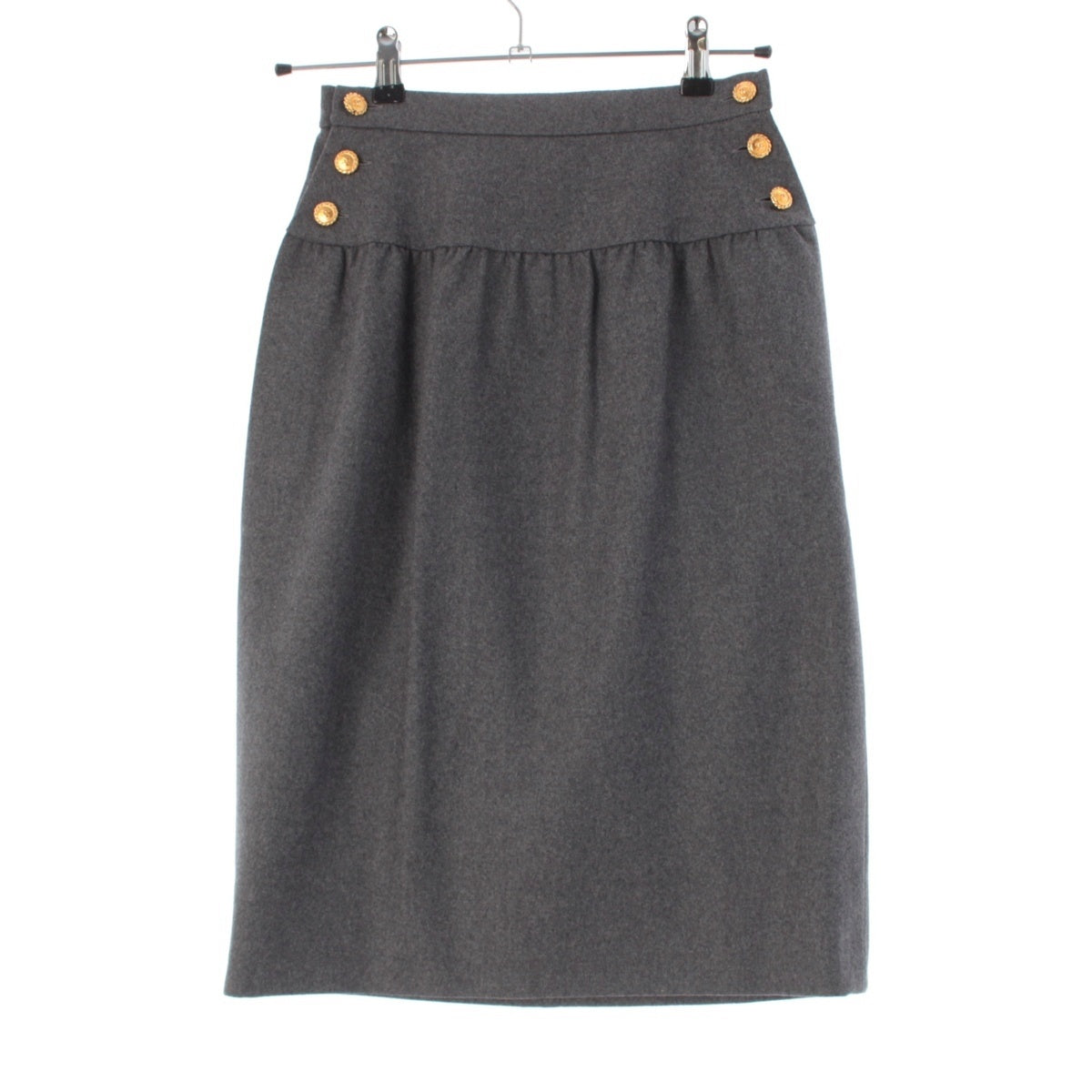 CHANEL wool Vintage COCO Button skirt 22624 gray 34