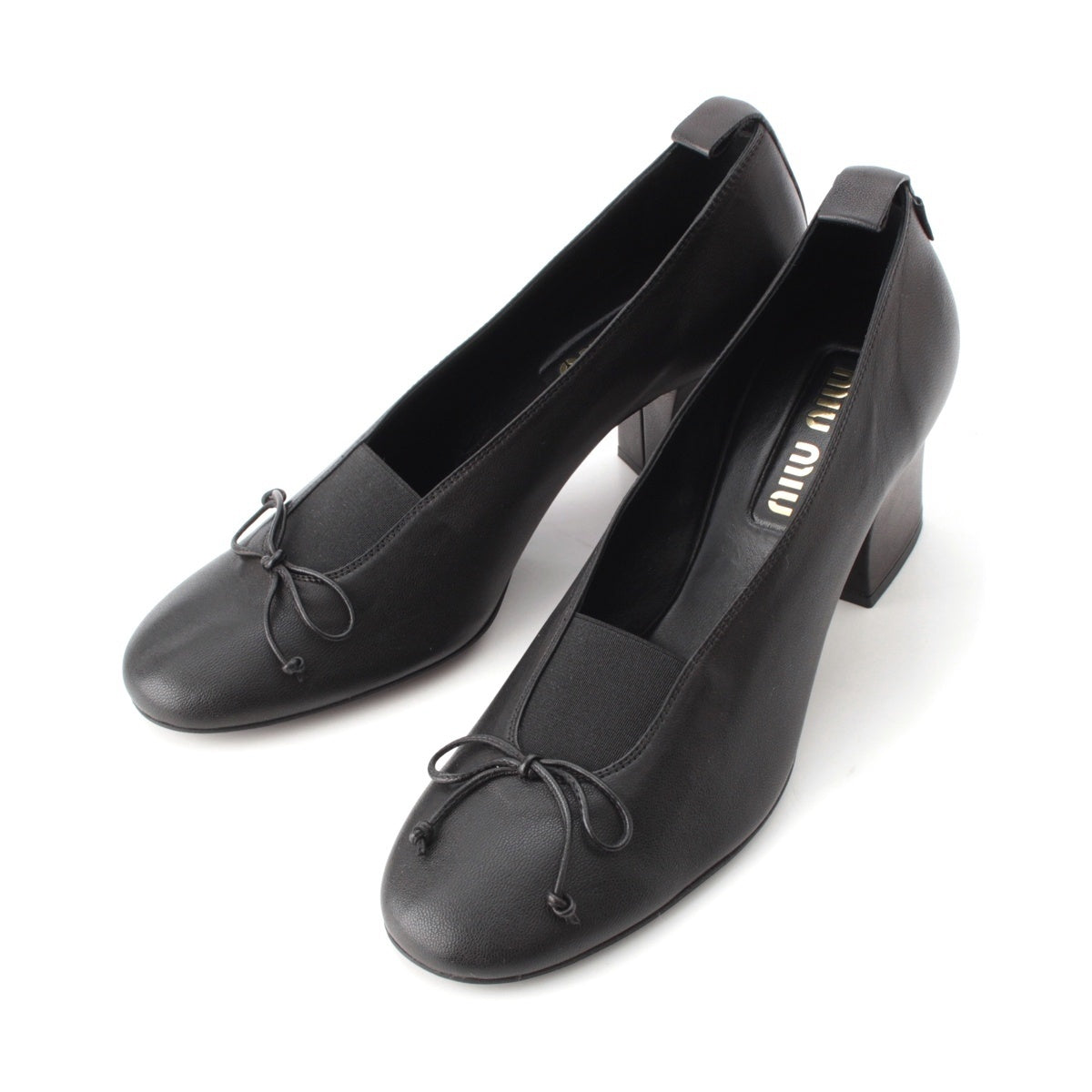 MIUMIU leather Elan ballet flats with heels pumps black 38