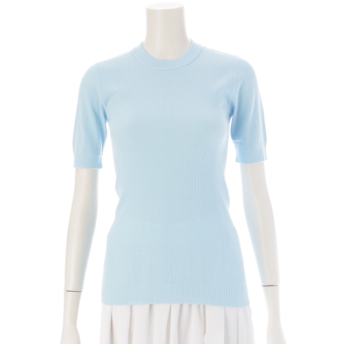 Drawer M.SUMMER1 Cotton Ribbed Short Sleeve Top Cut tops 6517-299-0688 Light blue