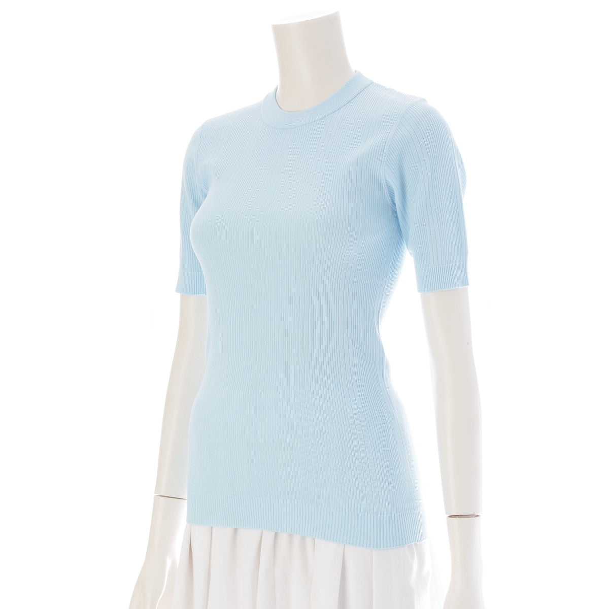 Drawer M.SUMMER1 Cotton Ribbed Short Sleeve Top Cut tops 6517-299-0688 Light blue