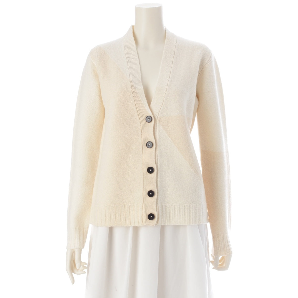 JIL SANDER wool Bicolor knit cardigan tops J52GP0008 Beige off-white 34