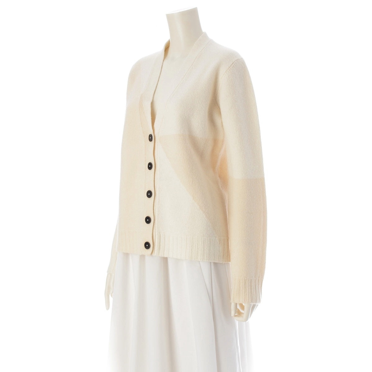 JIL SANDER wool Bicolor knit cardigan tops J52GP0008 Beige off-white 34