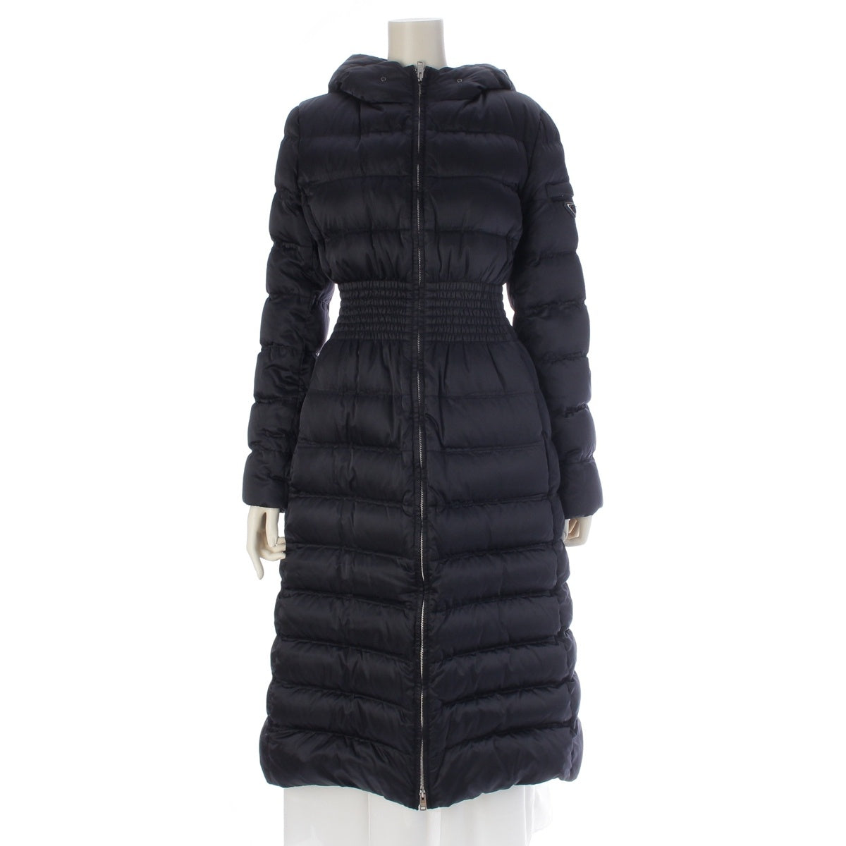 PRADA Nylon Fur collar down coat outer 29E364 Navy 40