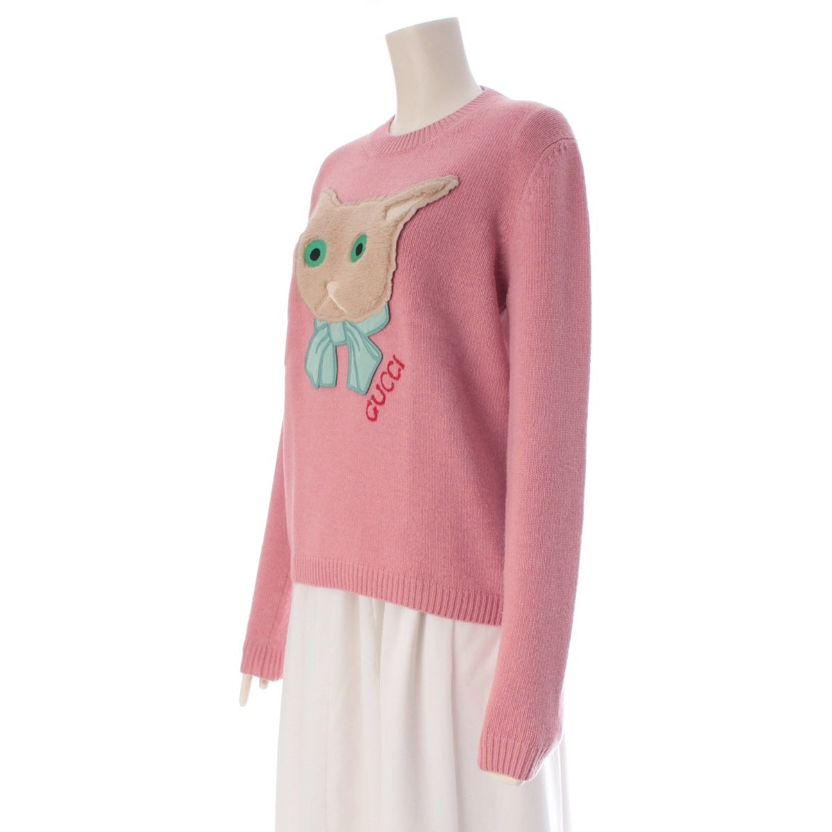 GUCCI wool Cat knit sweater tops 662173 pink XS