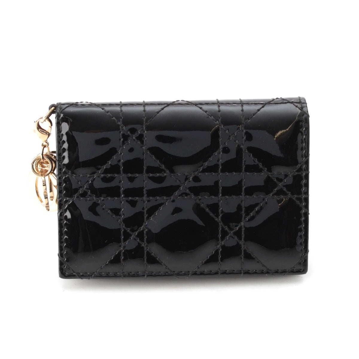 Dior patent Canage Card Case 25MA0178 black
