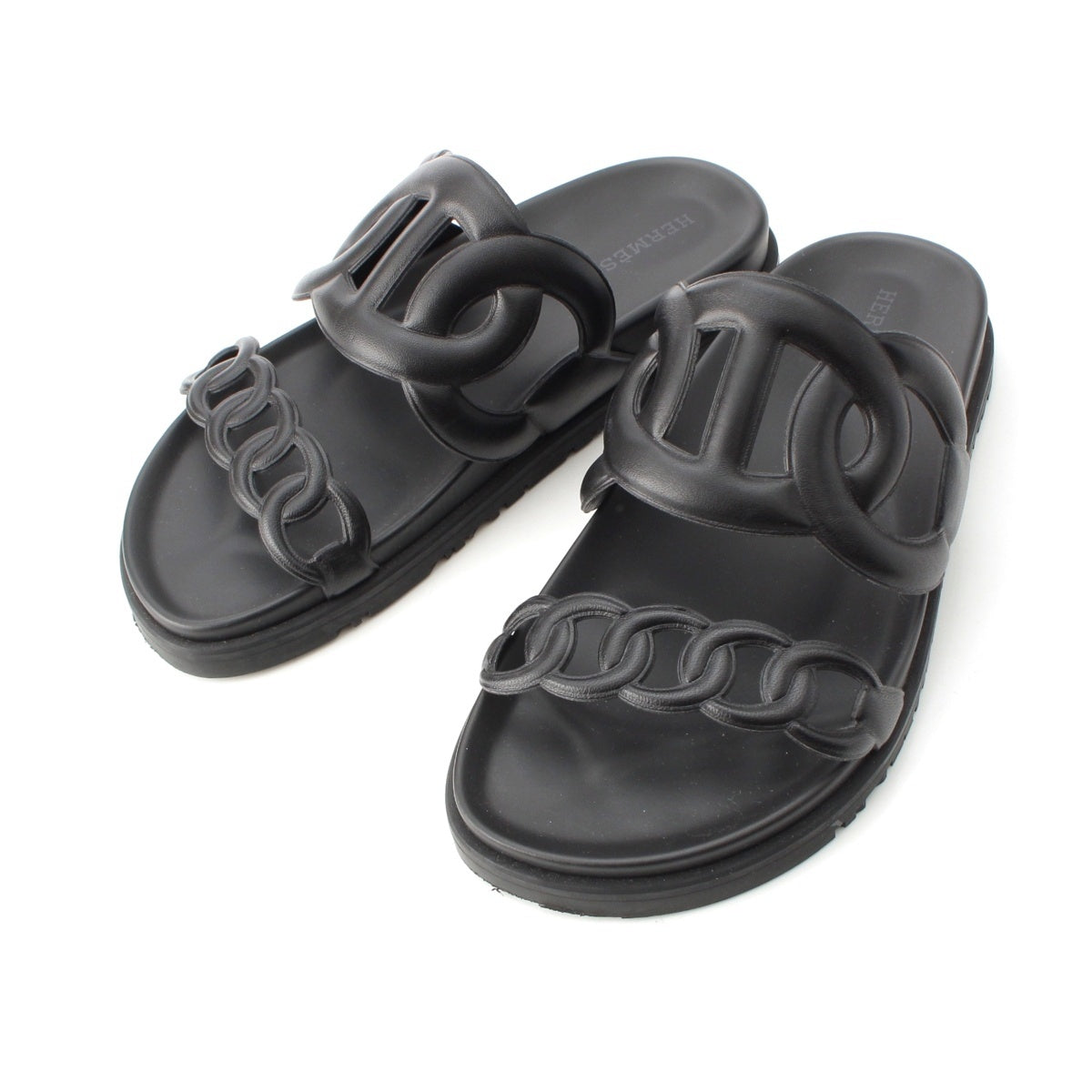 HERMES extra ChÃ©ne Dunkel Sandals H222302Z black 35.5