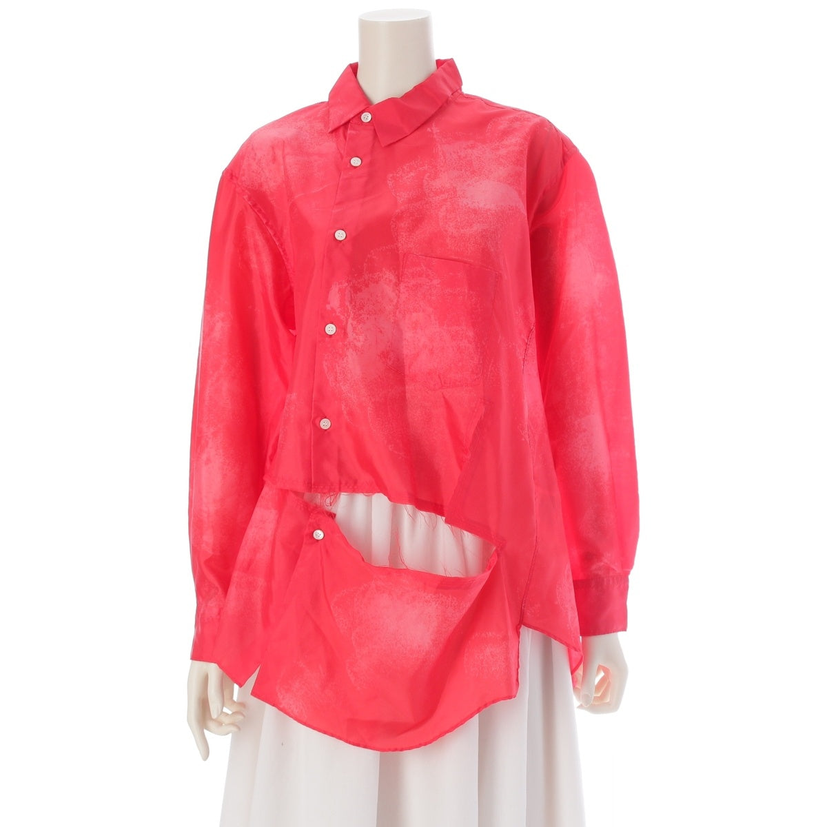 COMME des GARCONS Taffeta cutting twist Long sleeve shirt tops GP-B006 Red S
