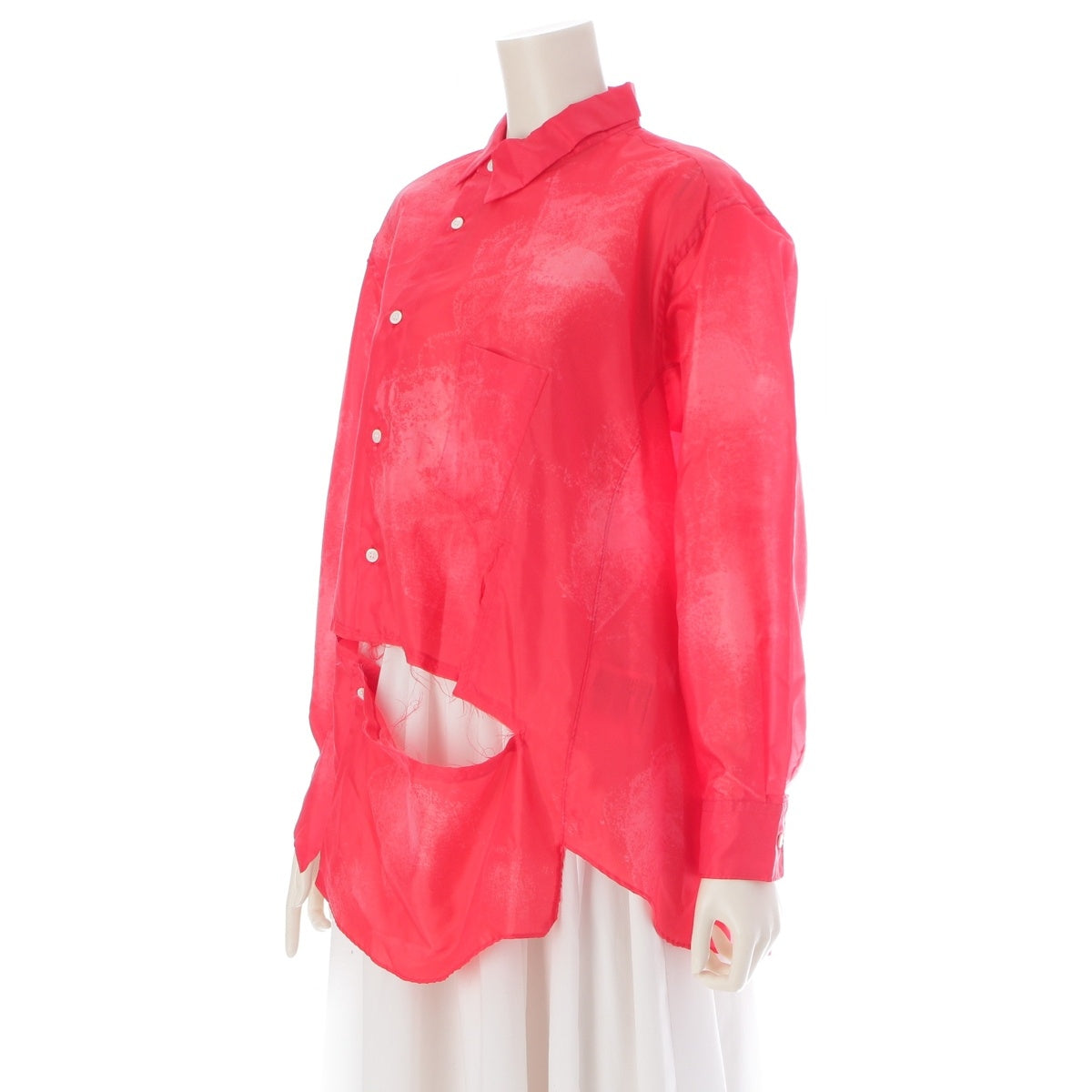 COMME des GARCONS Taffeta cutting twist Long sleeve shirt tops GP-B006 Red S