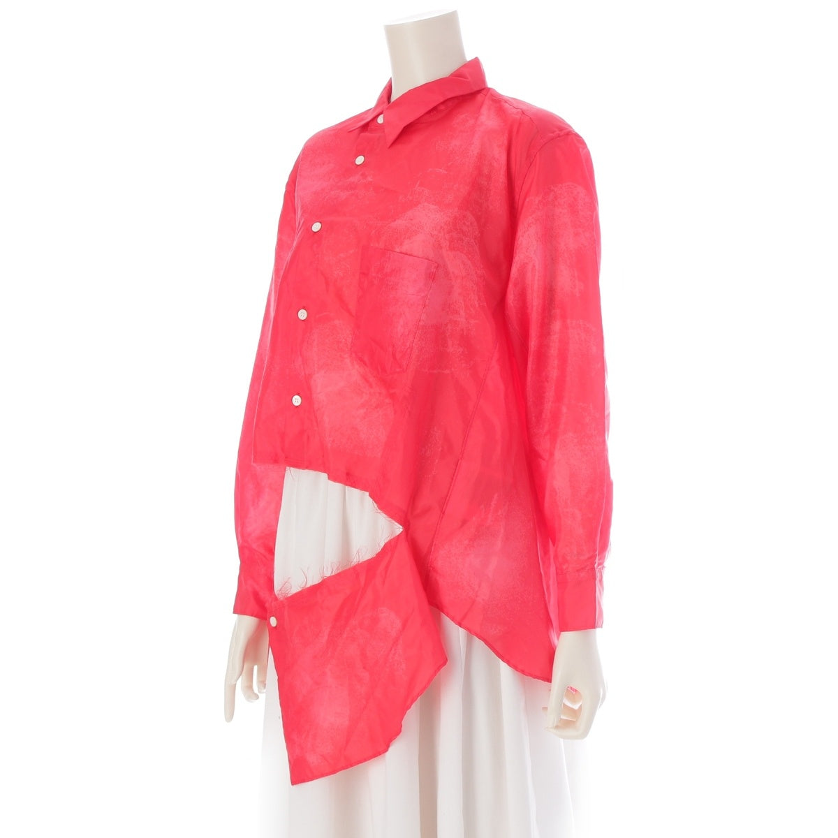 COMME des GARCONS Taffeta cutting twist Long sleeve shirt tops GP-B006 Red XS
