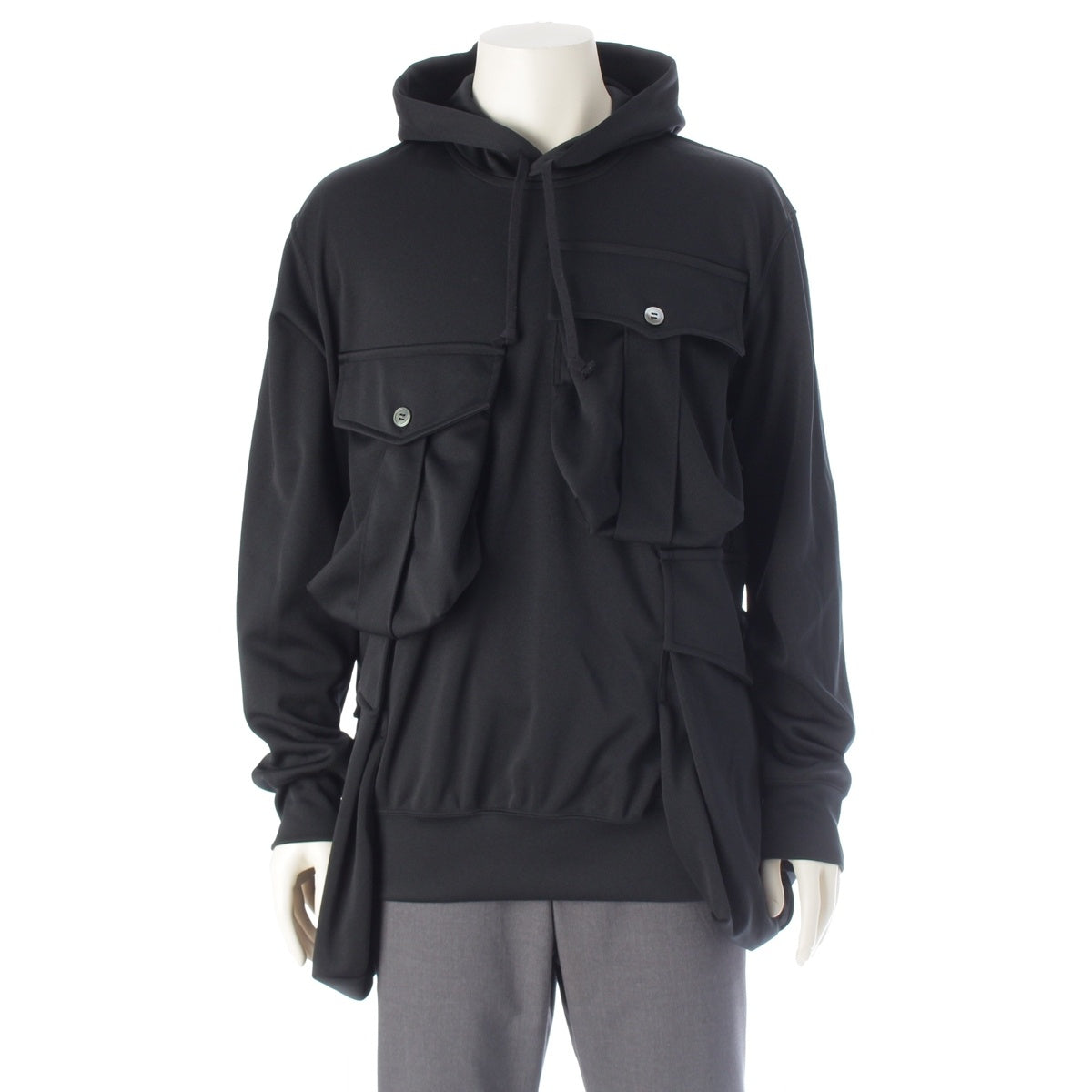 COMME des GARCONS HOMME PLUS Polyester Pocket Design Hoodie Jersey PP-T008 black 25AW AD2025
