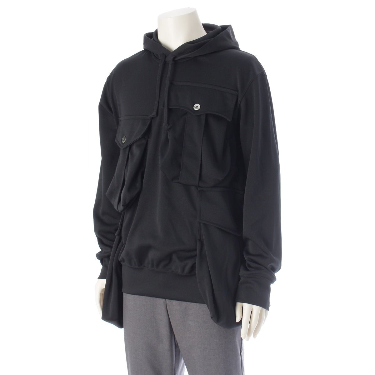 COMME des GARCONS HOMME PLUS Polyester Pocket Design Hoodie Jersey PP-T008 black 25AW AD2025