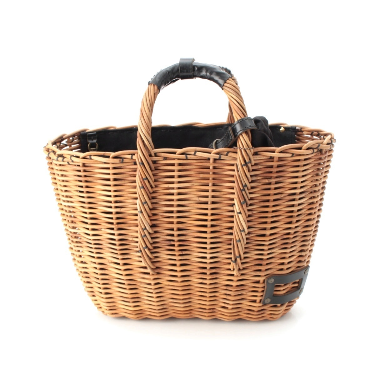 ebagos Red sweet potato Oil Shoulder Basket Handbag Beige black