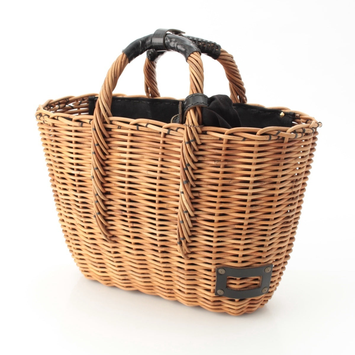 ebagos Red sweet potato Oil Shoulder Basket Handbag Beige black