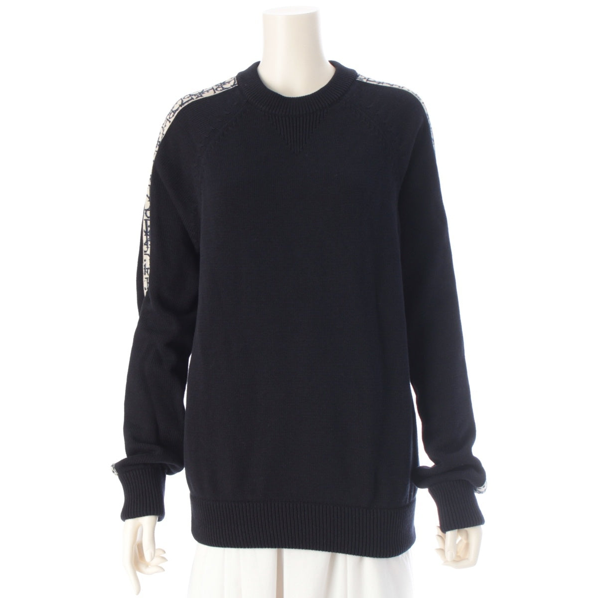 Dior cotton Oblique Rib Knit sweater tops 113M638AT187 Navy S