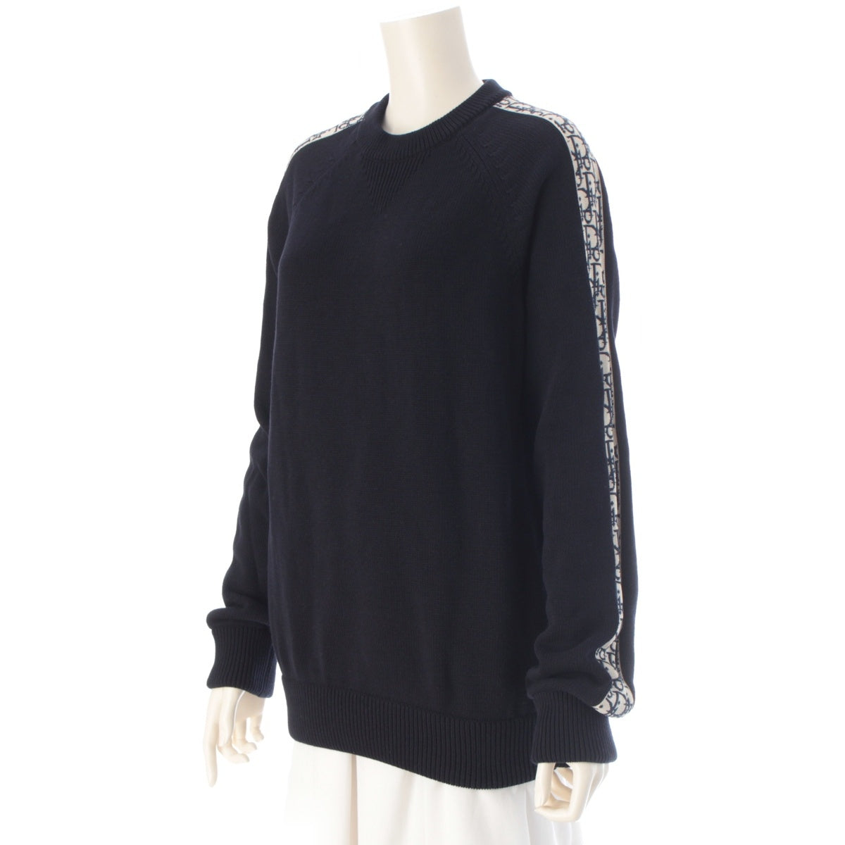 Dior cotton Oblique Rib Knit sweater tops 113M638AT187 Navy S