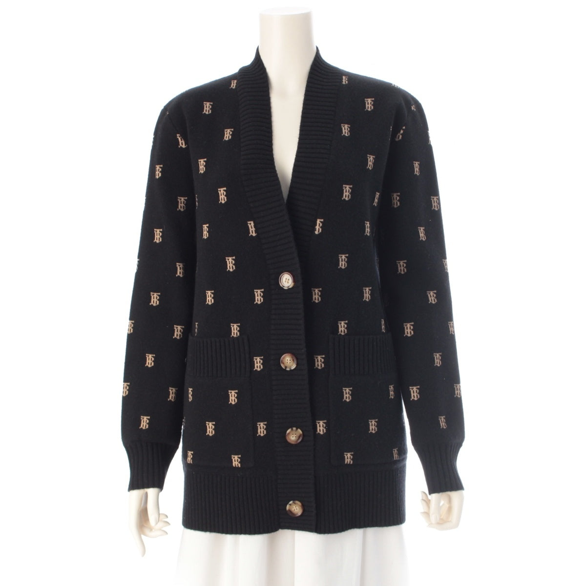 BURBERRY wool cashmere TB logo cardigan 8021033 black XS