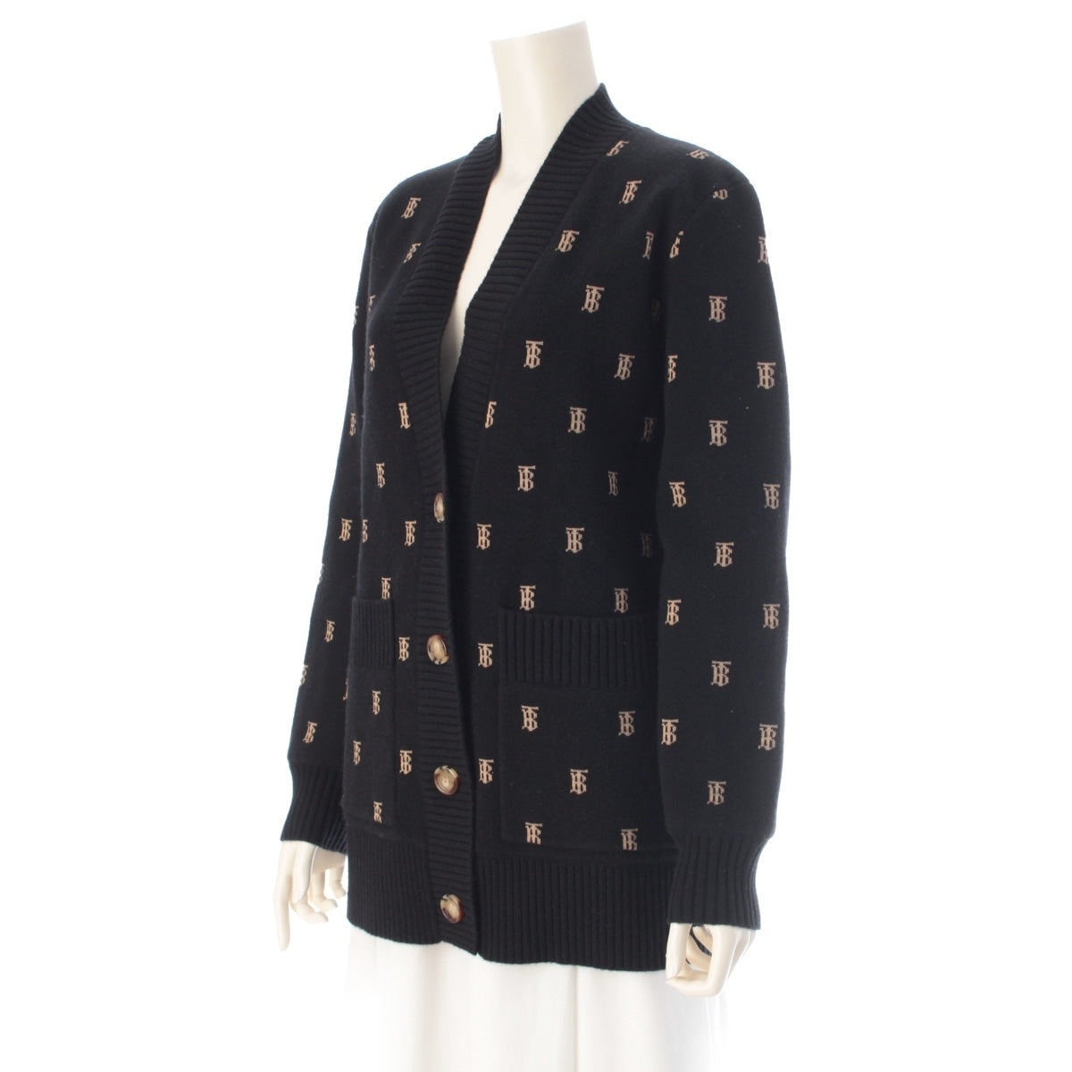 BURBERRY wool cashmere TB logo cardigan 8021033 black XS