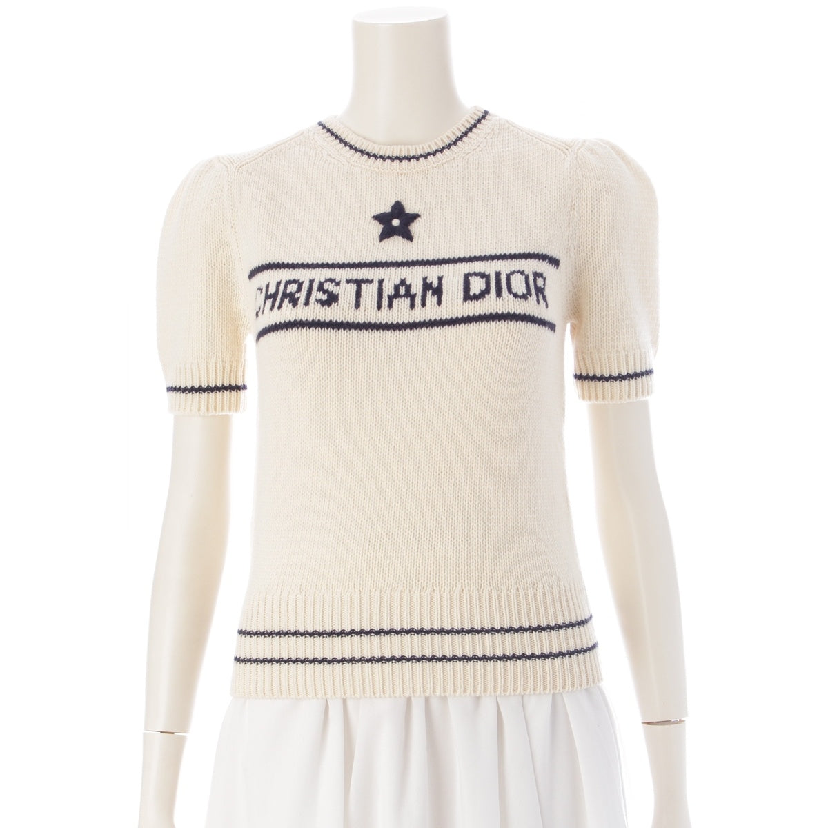 Dior Wool x cashmere Short sleeve knit sweater tops 154S09AM305 off white 36