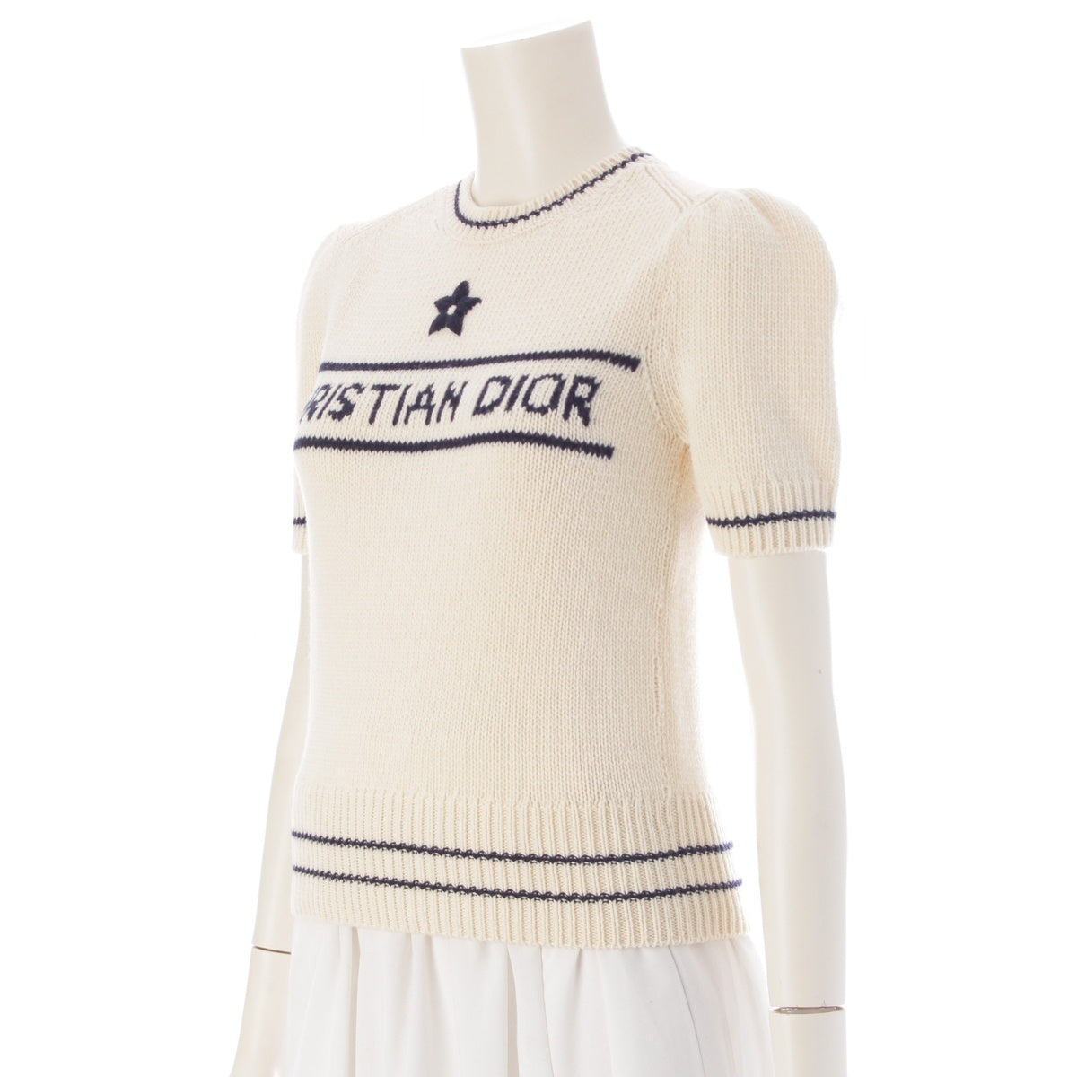 Dior Wool x cashmere Short sleeve knit sweater tops 154S09AM305 off white 36