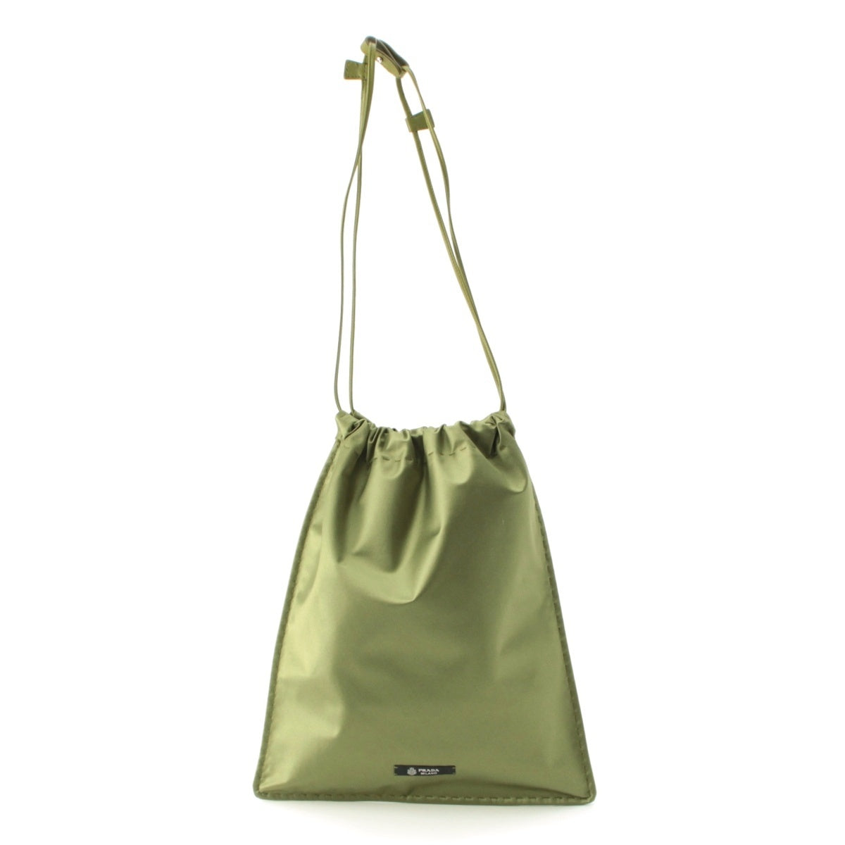PRADA Wish Logo Label Silk Duchess Pouch 1NK063 green