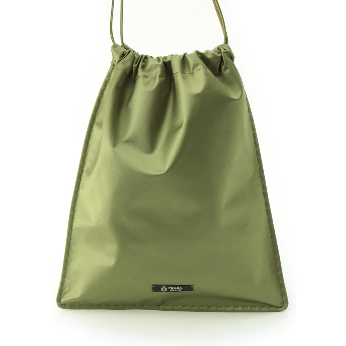 PRADA Wish Logo Label Silk Duchess Pouch 1NK063 green