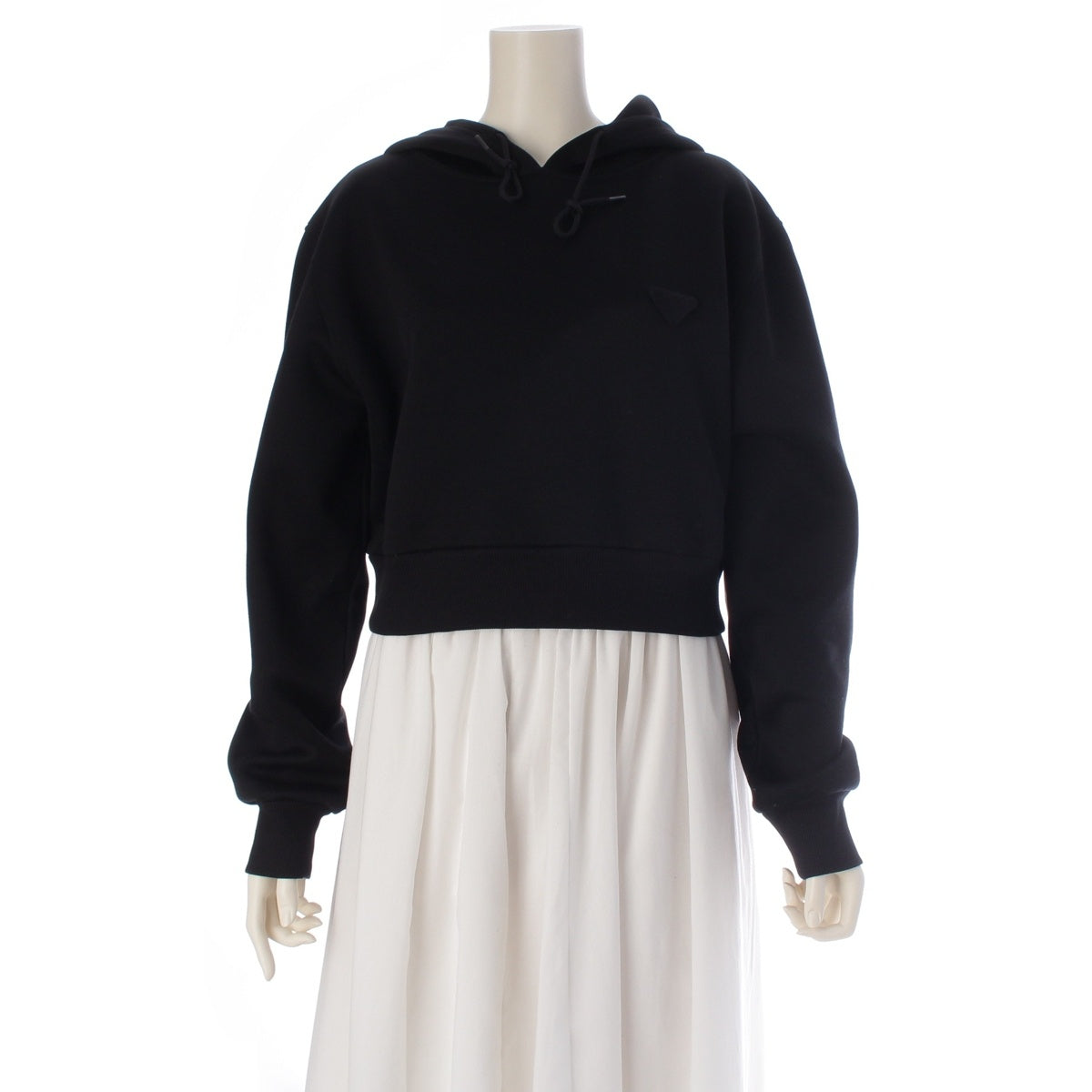 PRADA Triangle logo cropped Parker tops black L