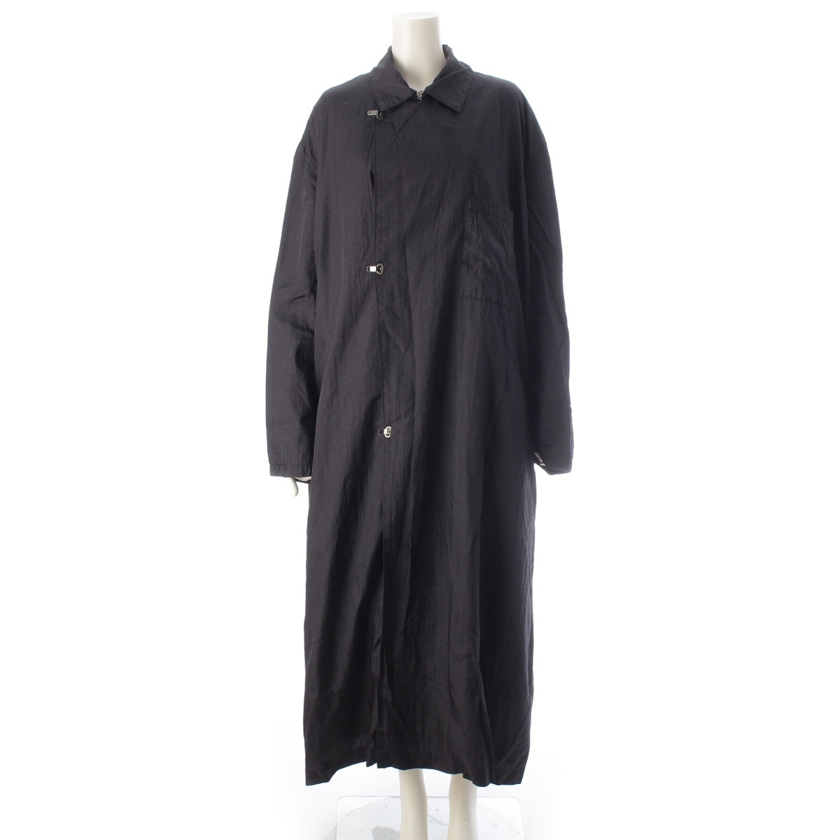 Y's Nylon Vintage oversized long dress coat black M