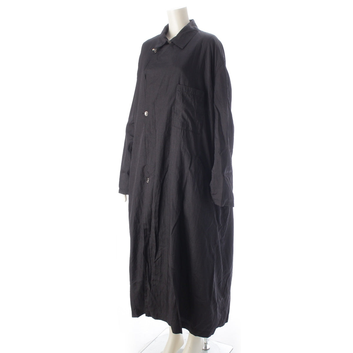 Y's Nylon Vintage oversized long dress coat black M