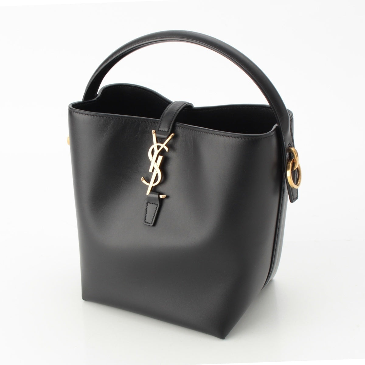 SAINT LAURENT LE37 Calf leather Small Logo Bucket Handbag black